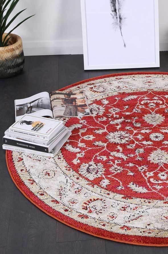 Red Simone IX Round Rug - Nova Rugs