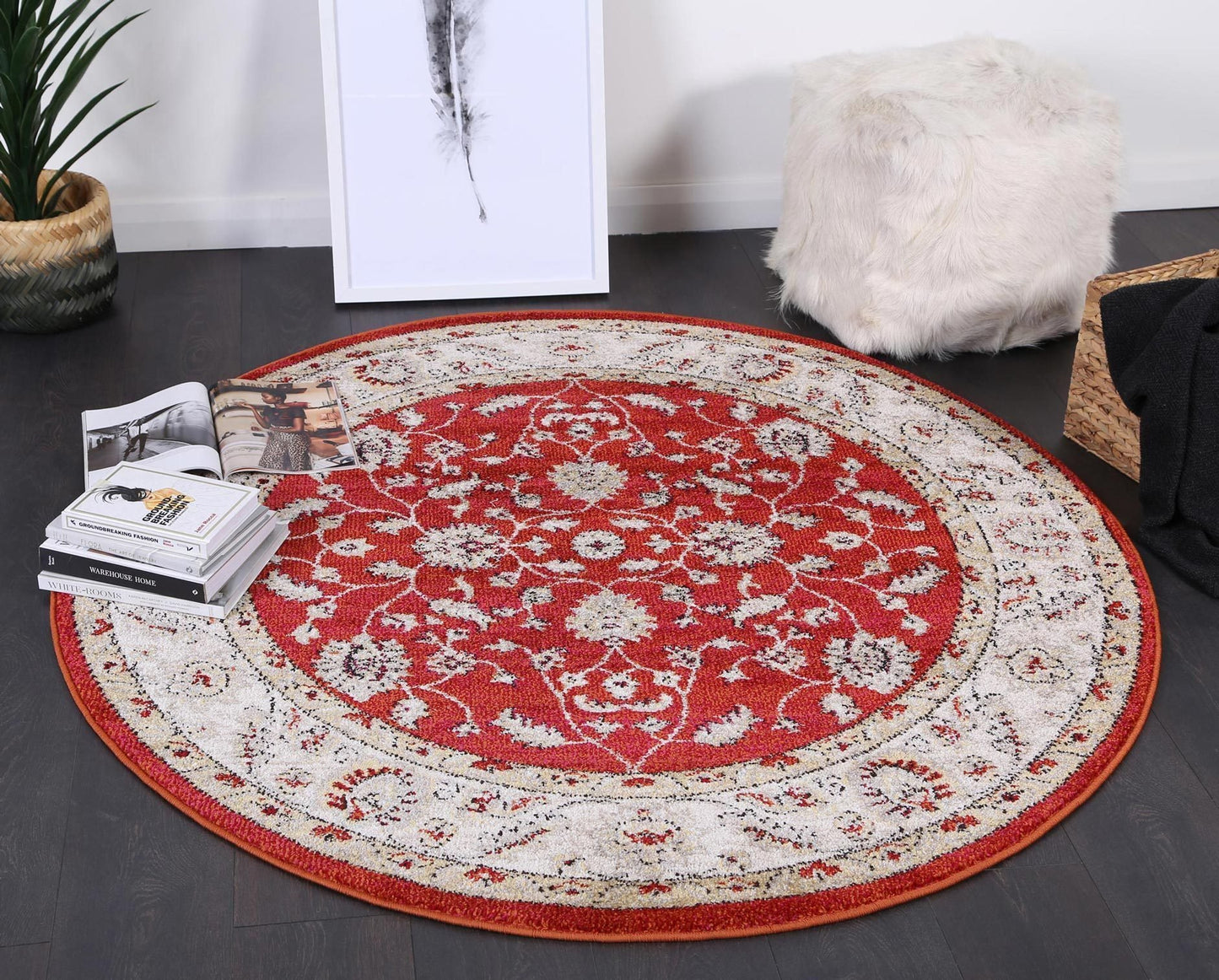 Red Simone IX Round Rug - Nova Rugs
