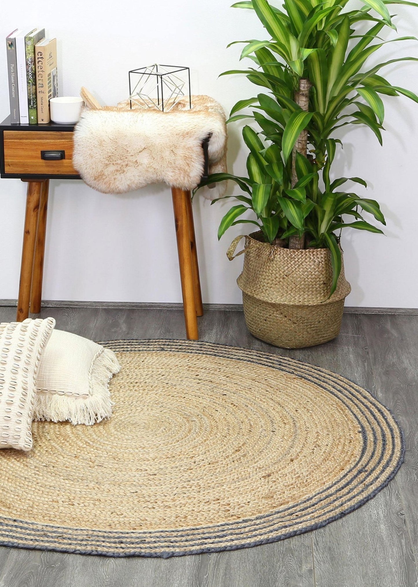 Rowan Round Jute Rug, Grey - Nova Rugs