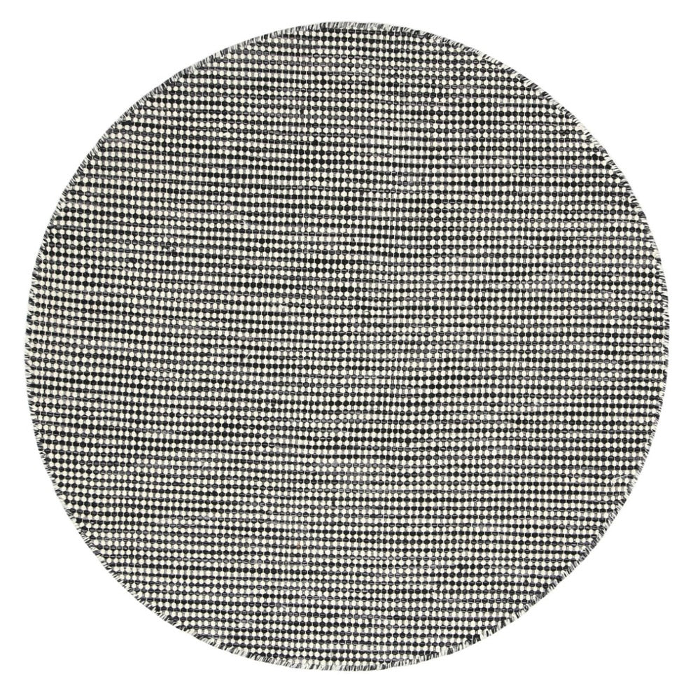 Scandi Charcoal Grey Reversible Wool Round Rug - Nova Rugs