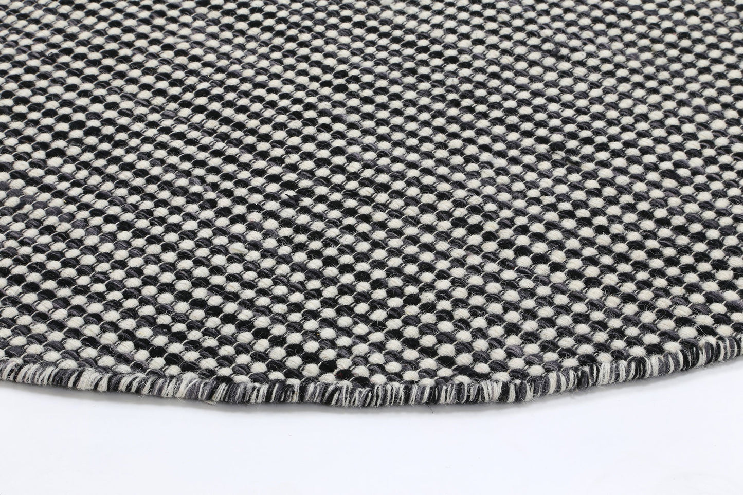 Scandi Charcoal Grey Reversible Wool Round Rug - Nova Rugs