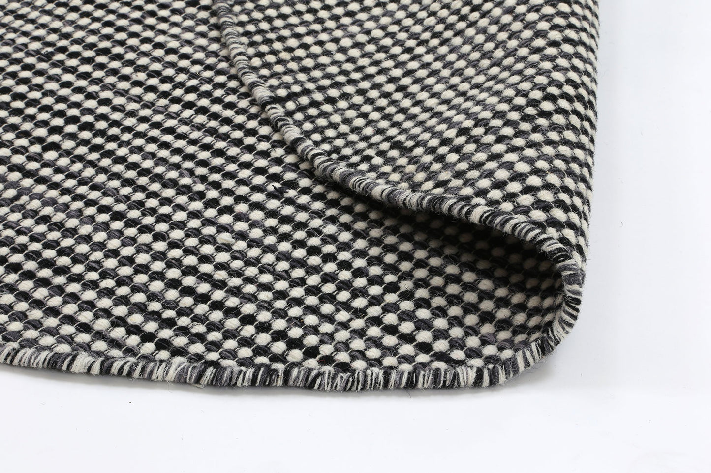 Scandi Charcoal Grey Reversible Wool Round Rug - Nova Rugs