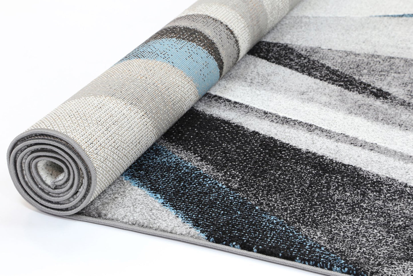 Silver & Blue Modern Cross Roads Power Loomed Rug - Nova Rugs