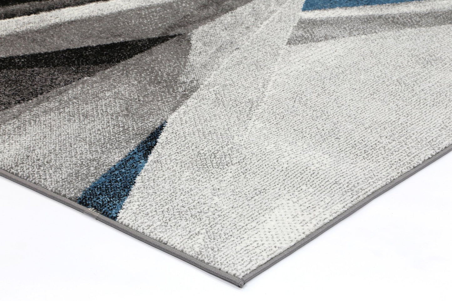 Silver & Blue Modern Cross Roads Power Loomed Rug - Nova Rugs