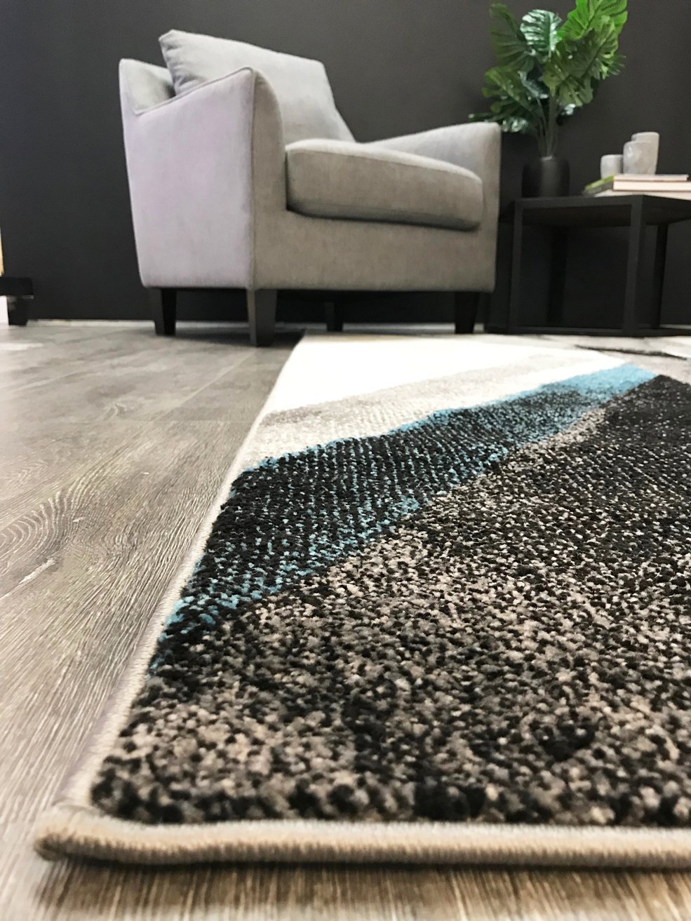 Silver & Blue Modern Cross Roads Power Loomed Rug - Nova Rugs