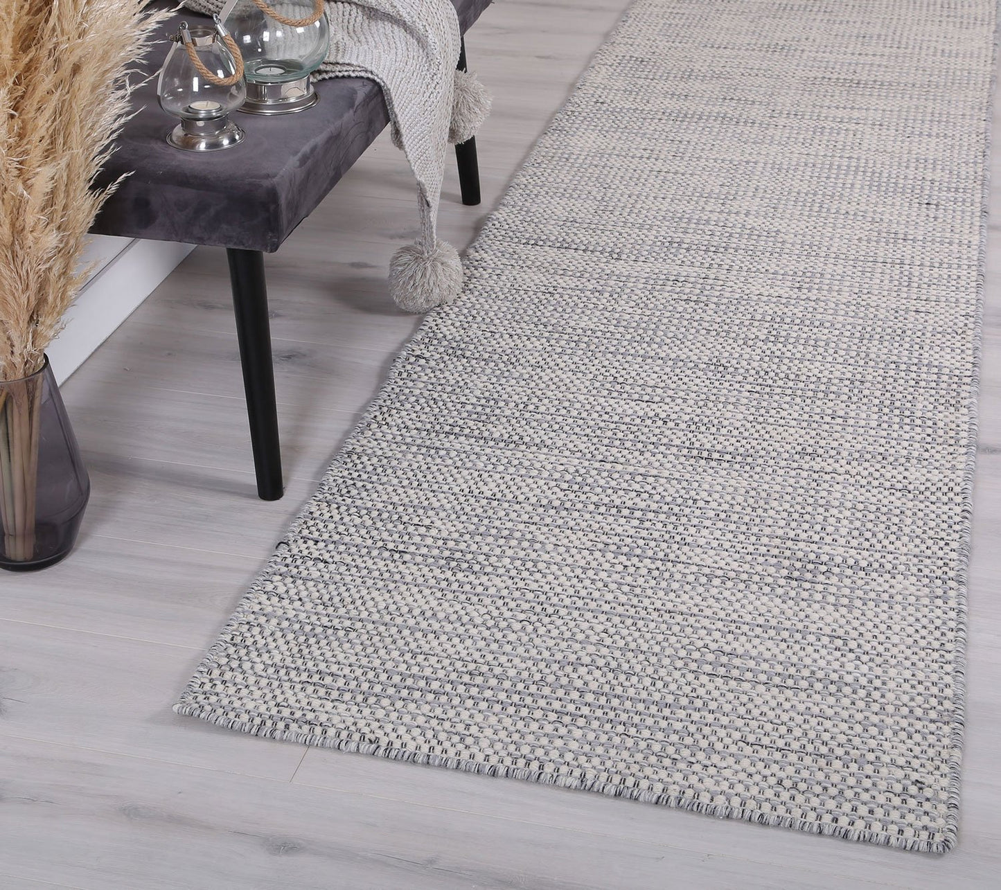 Skandi Grey Reversible Wool Runner Rug - Nova Rugs
