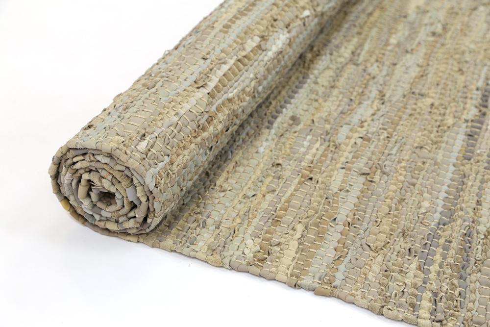 Taupe Gypsy Leather Chindi - Nova Rugs