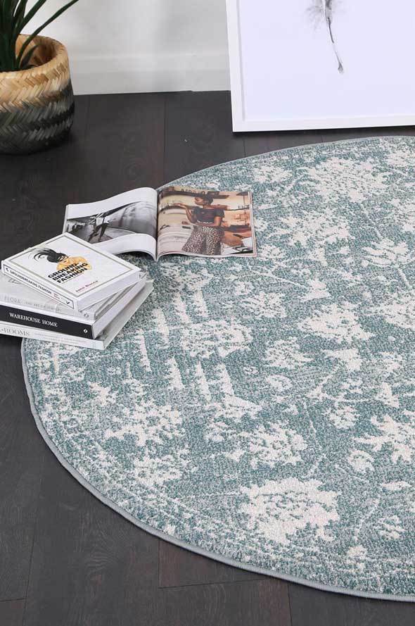 Teal Simone XI Round Rug - Nova Rugs