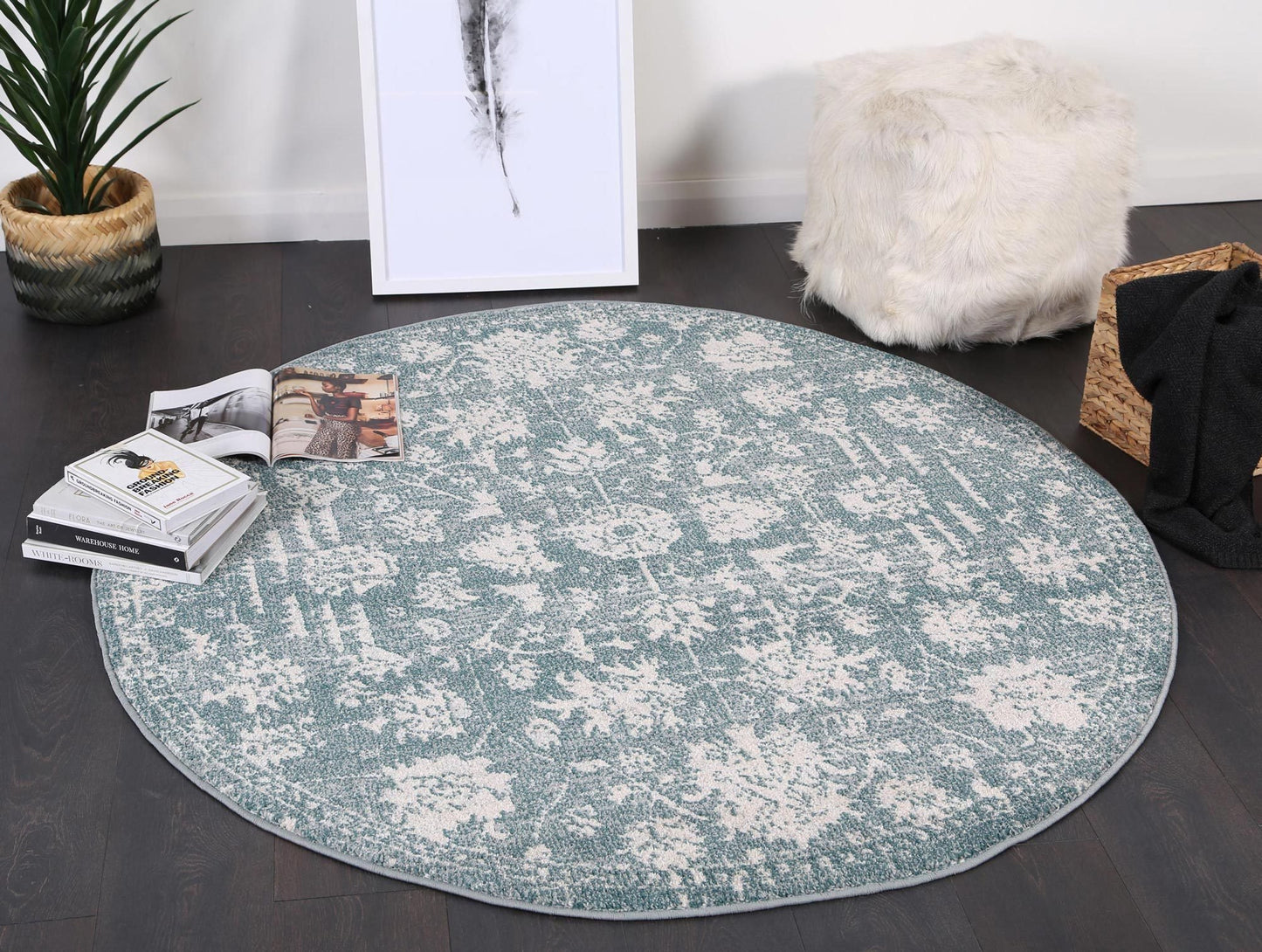 Teal Simone XI Round Rug - Nova Rugs