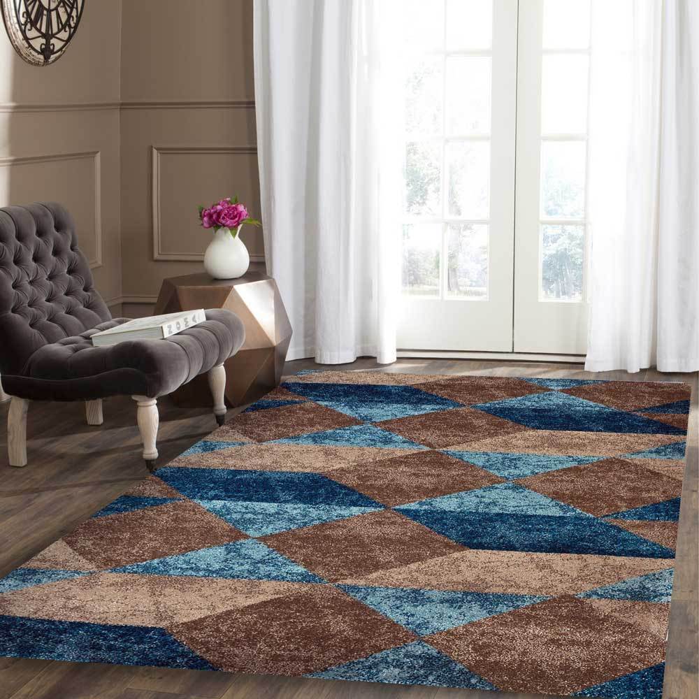Tweed Modern Rug, Beige / Teal - Nova Rugs