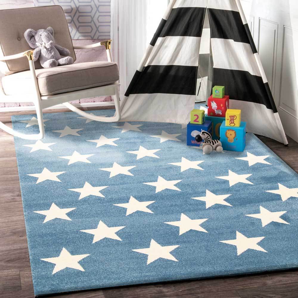 Twinkle Stars Kids' Rug, Blue - Nova Rugs