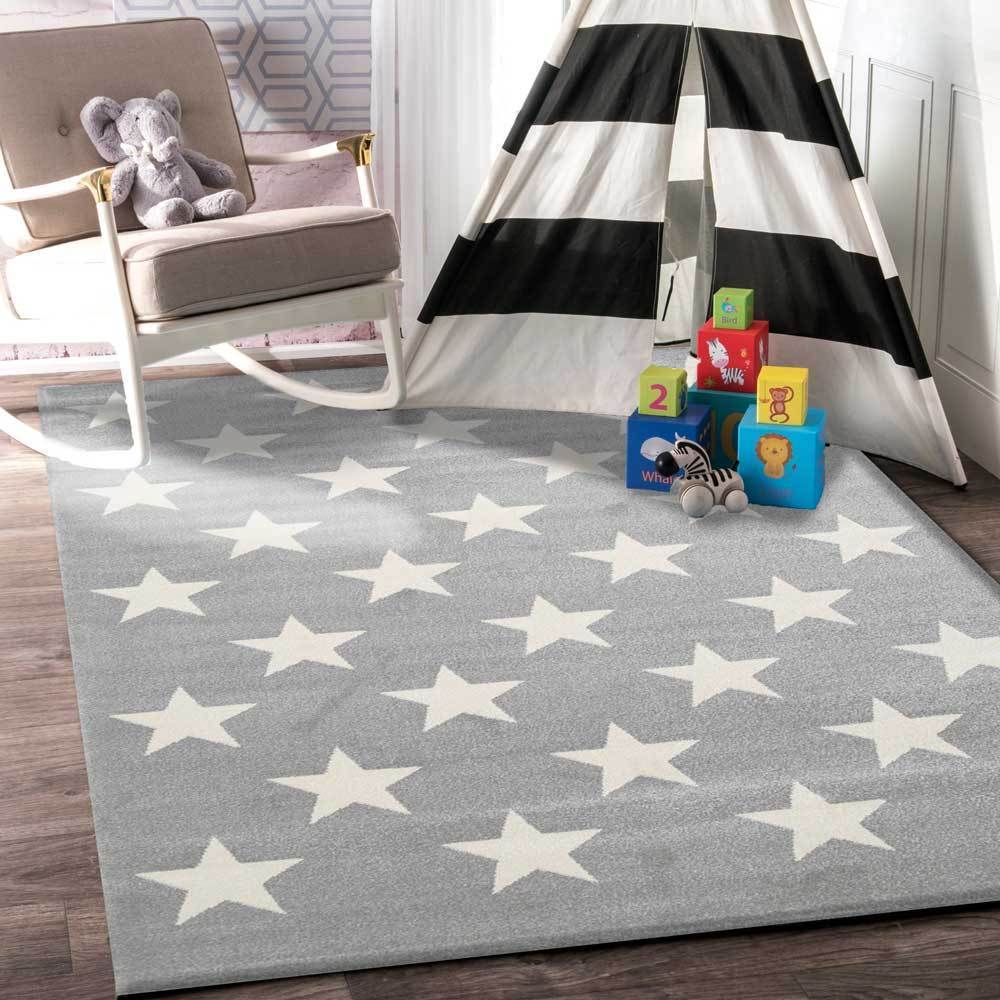 Twinkle Stars Kids' Rug, Grey - Nova Rugs