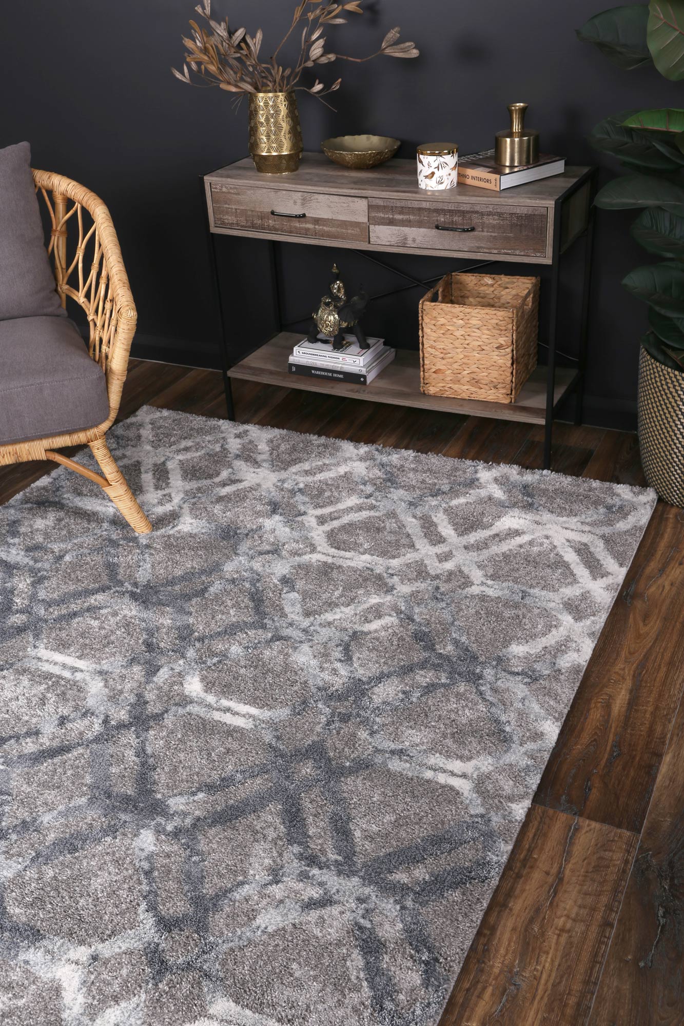 Yuzil Blue Lattice Rug - Nova Rugs