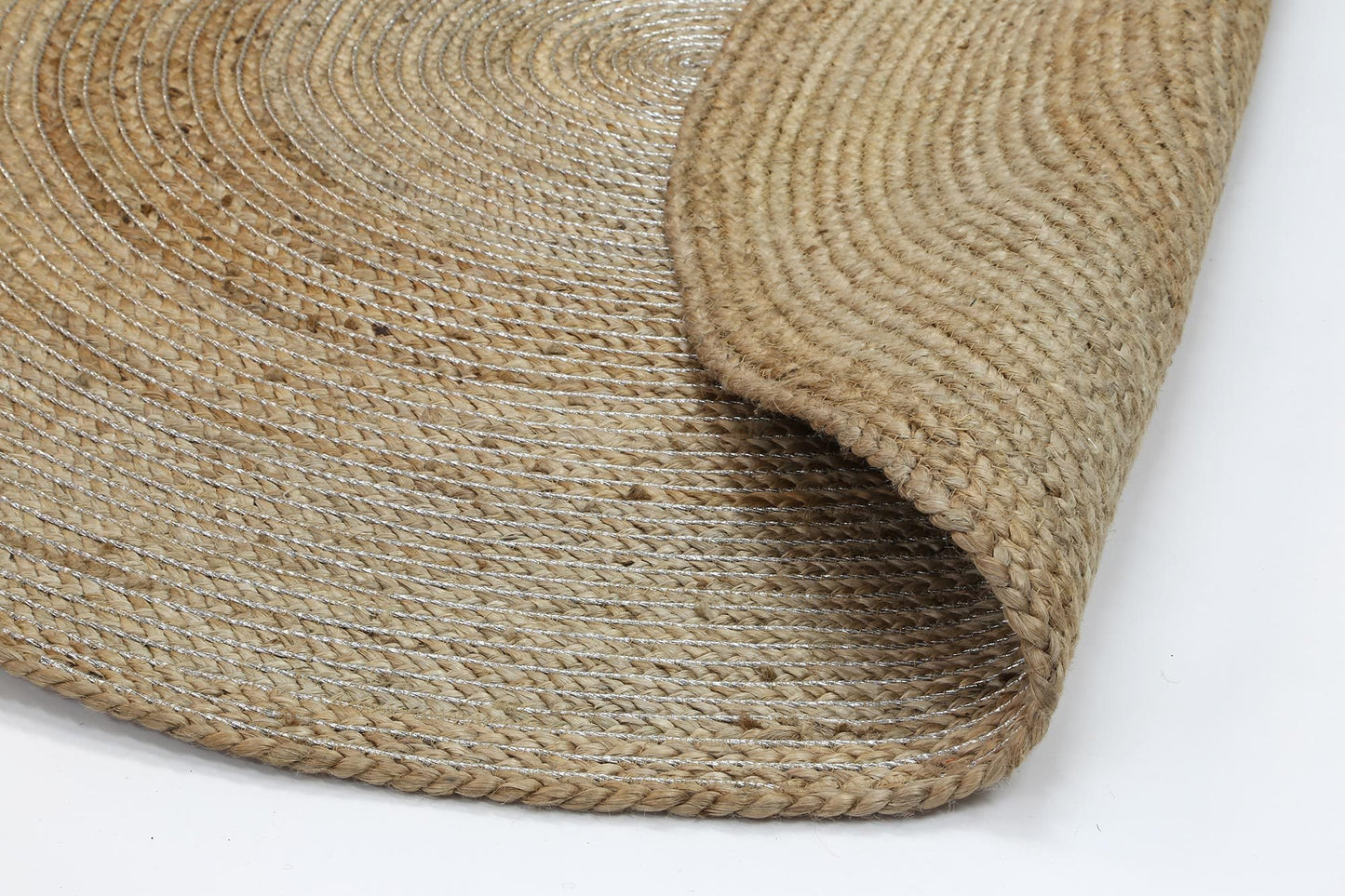 Zari Jute Round Rug, Silver - Nova Rugs