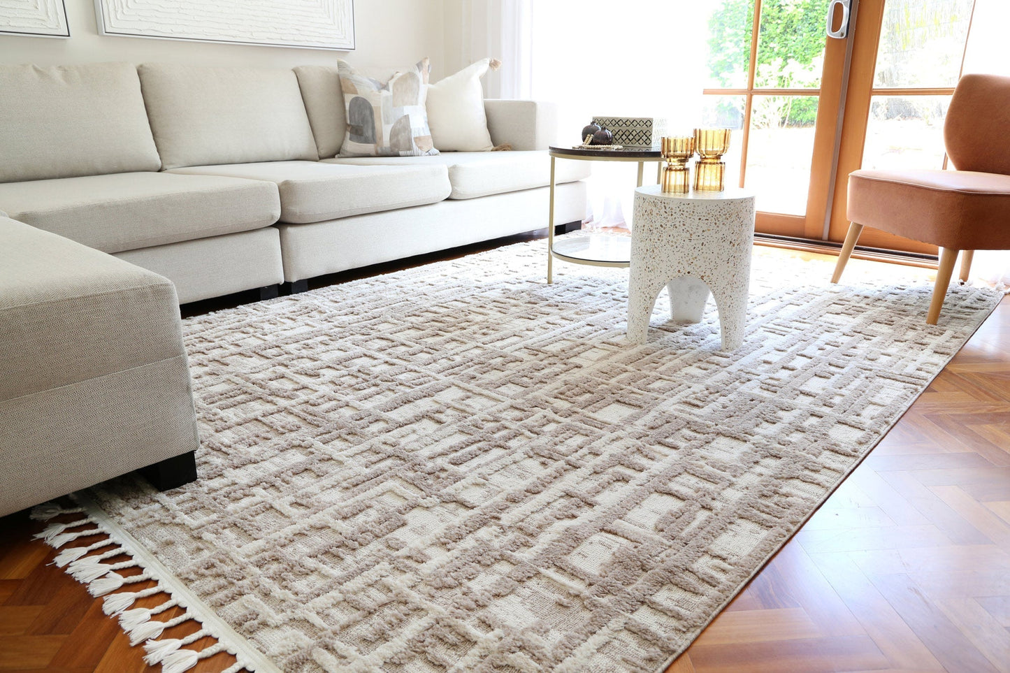 Bilbao Kubra Contemporary Beige Rug