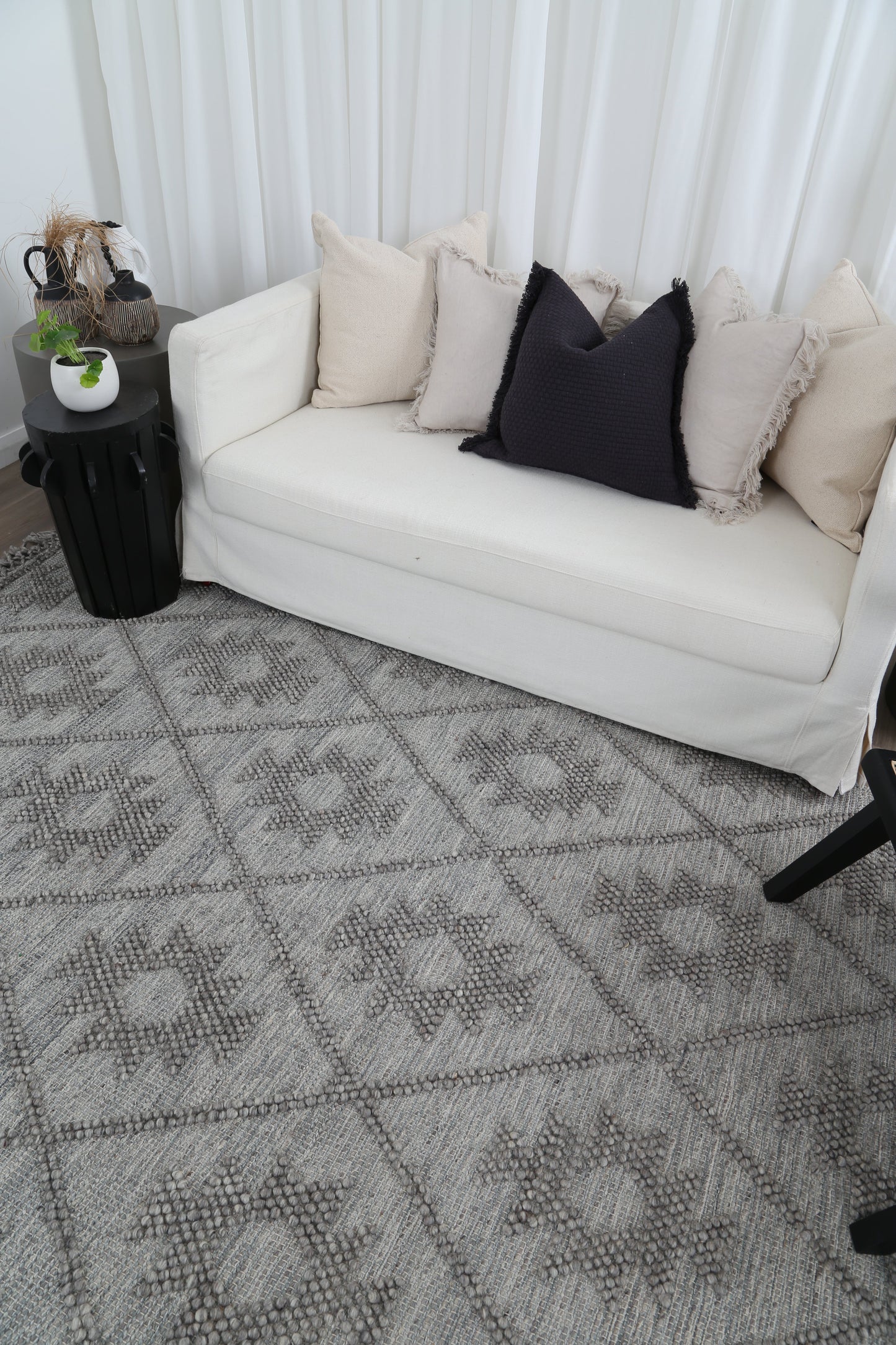 Diego Geometric Grey Multi Wool Rug