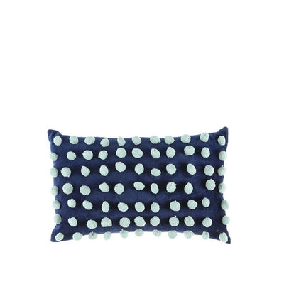 Beau Pom Pom Blue Cushion 55 x 35cm