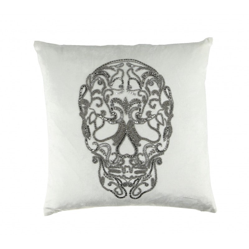 Skull Bead Cushion Ivory 50 x 50cm