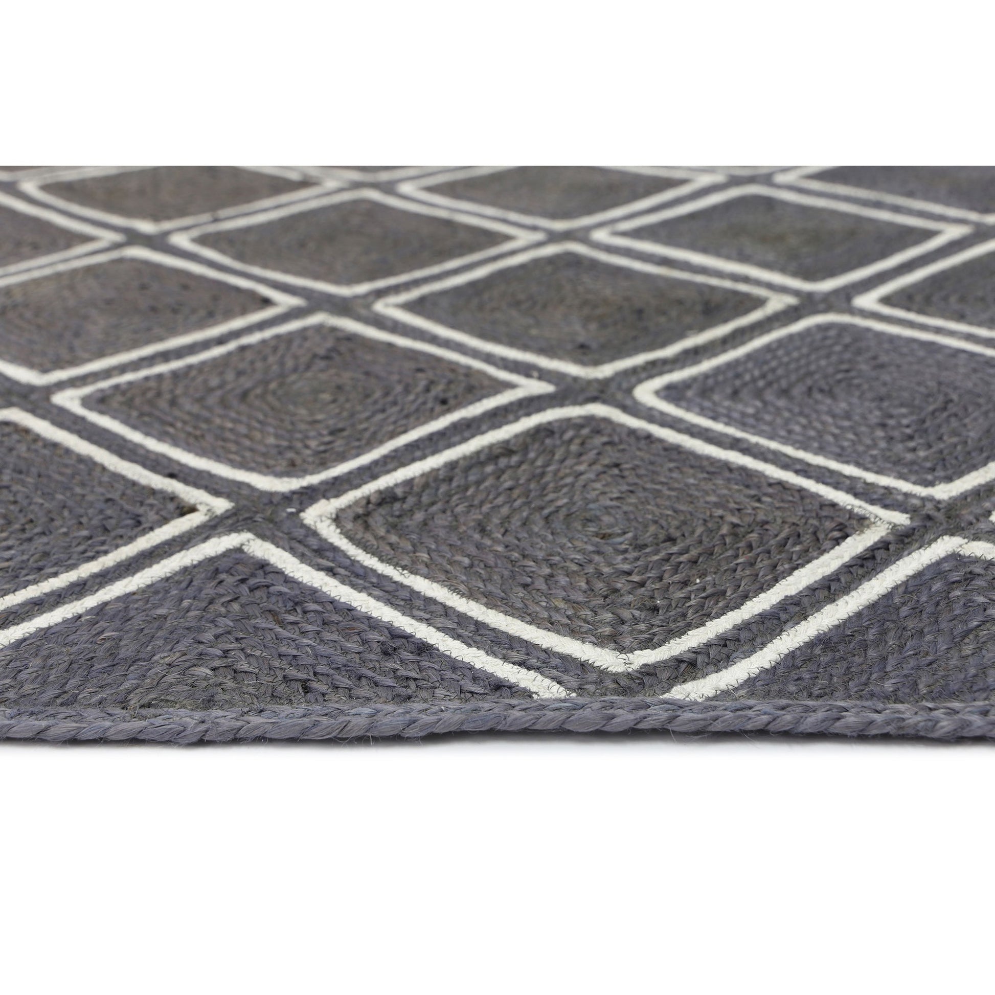 Artisan Parquetry Handmade Jute Rug, 280x190cm, Grey