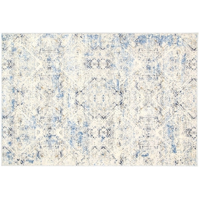 Cream & Navy Blue Expressions Ikat Rug