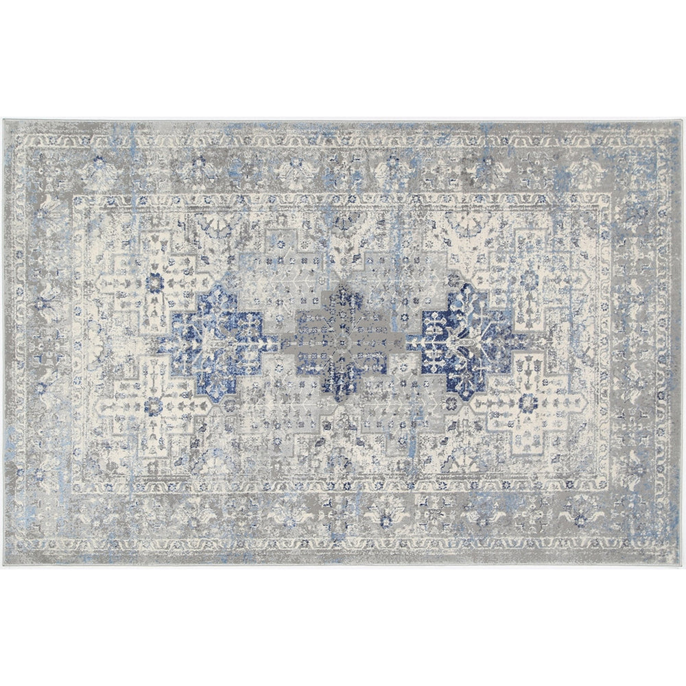 Grey & Navy Blue Expressions Oriental Rug