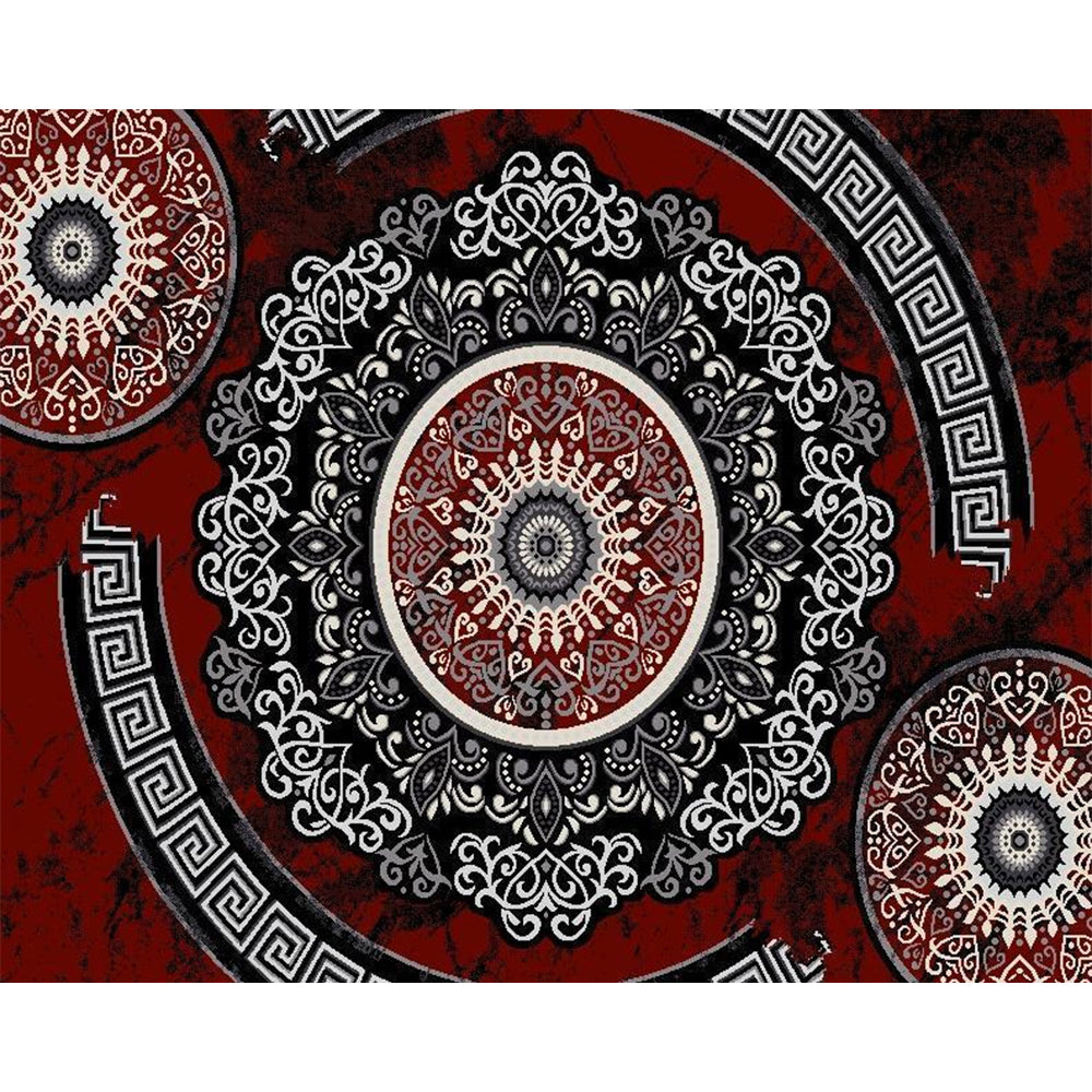 Ruby Red Florish Traditional Rug