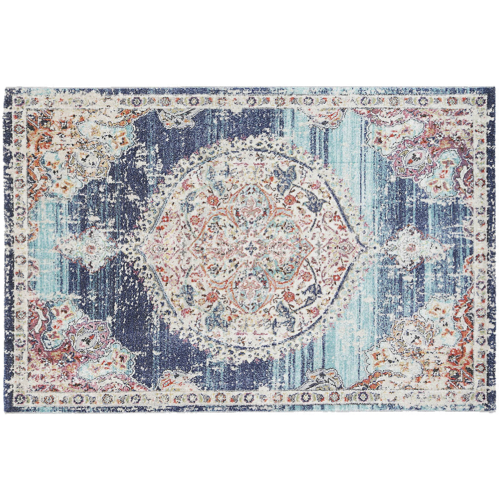 Hollow Medalion Transitional Navy Multi Rug