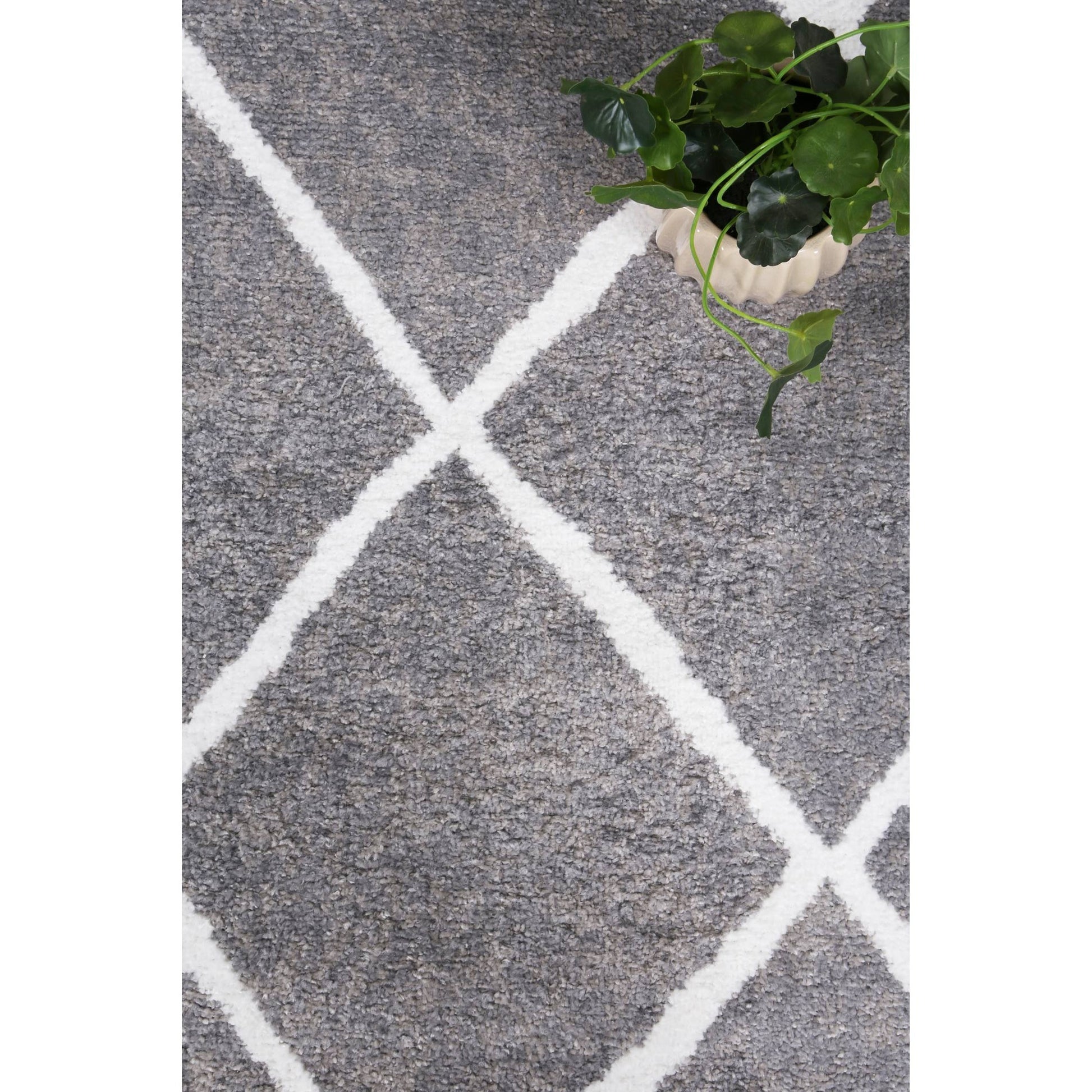 Kimberley Criss Cross Modern Rug, 330x240cm, Grey