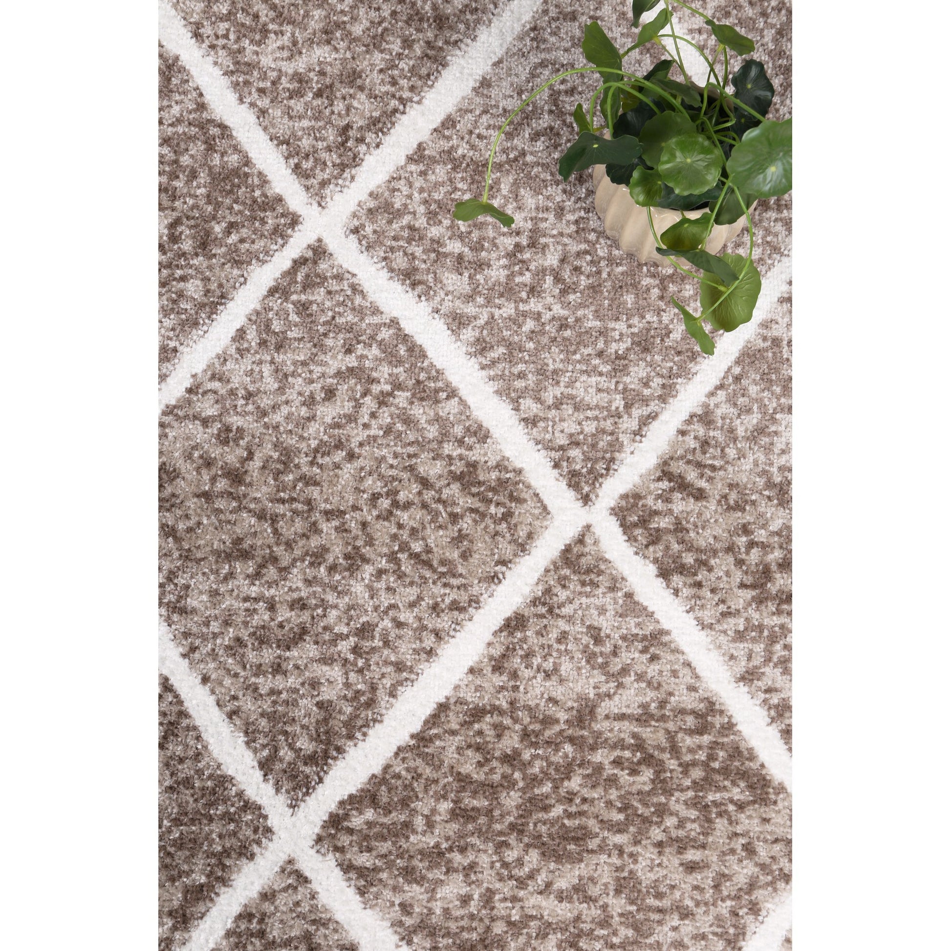 Kimberley Criss Cross Modern Rug, 330x240cm, Mocha