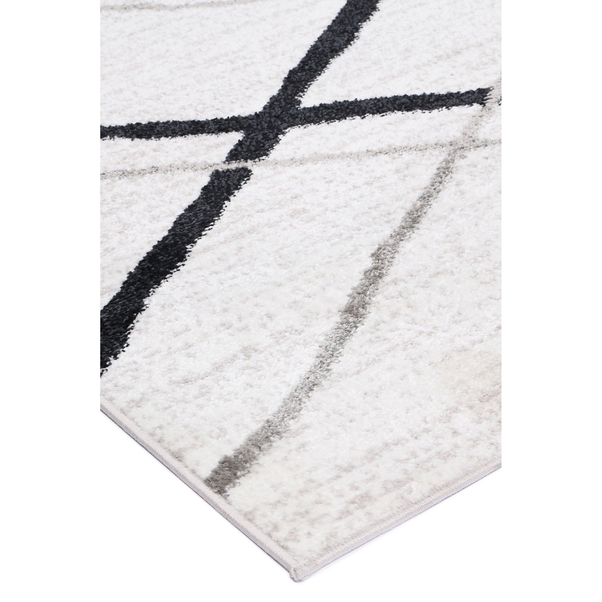 Kimberley Draft Line Modern Rug, 230x160cm, Charcoal / White