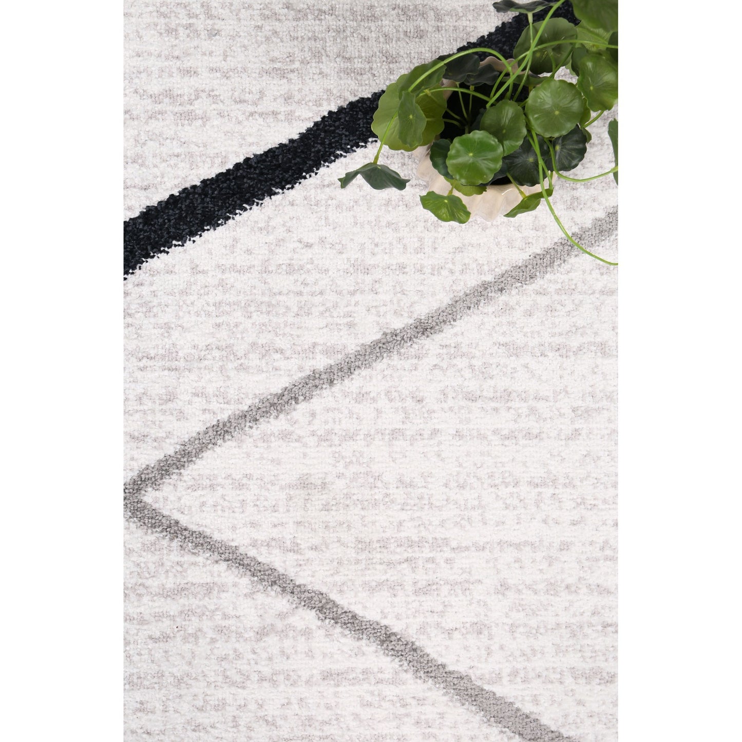 Kimberley Draft Line Modern Rug, 230x160cm, Charcoal / White