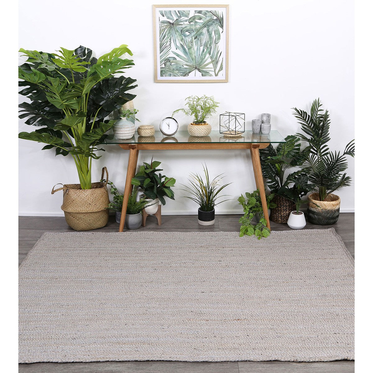 Organica Reversible Jute Rug, 240x330cm, Silver