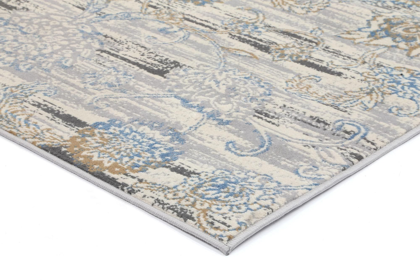 Blue & Grey Elise Ornate Rug - Nova Rugs