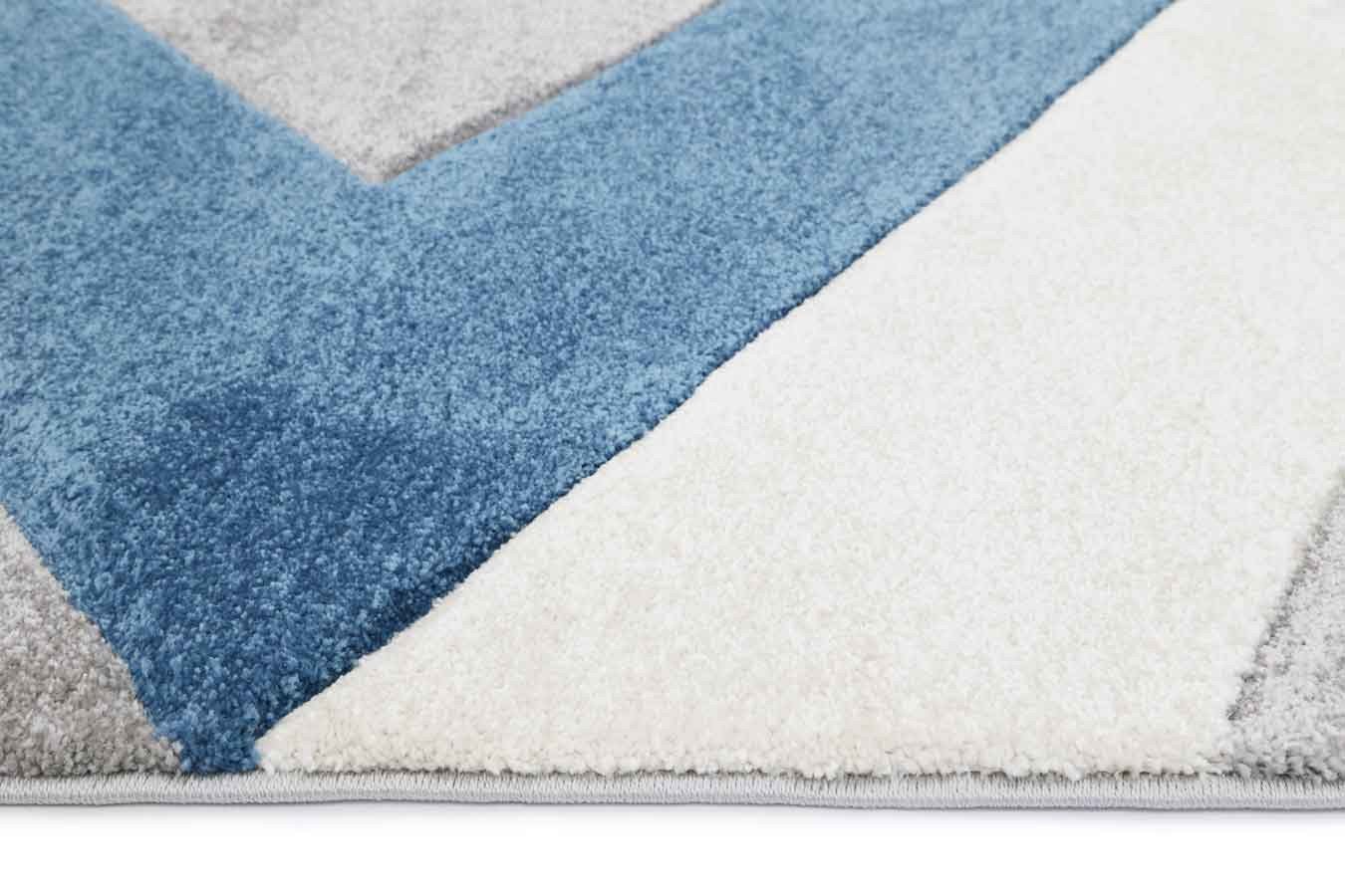 Blue & Grey Harry Abstract Contemporary Patterned Rug - Nova Rugs
