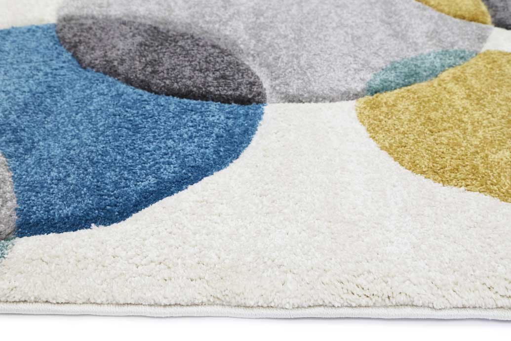 Blue & Yellow Harry Circle Bubble Rug - Nova Rugs