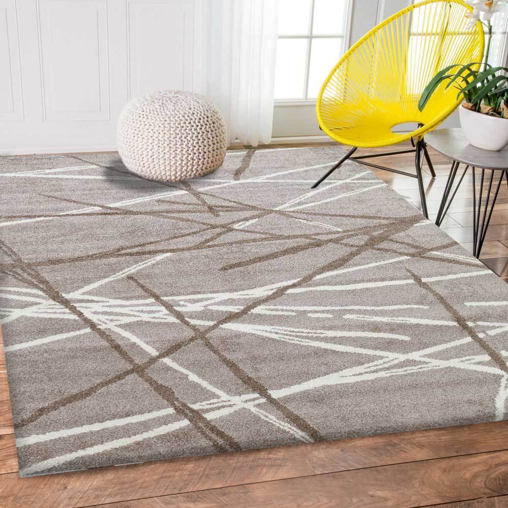 Brown & Beige Lines Pablo Abstract Rug - Nova Rugs