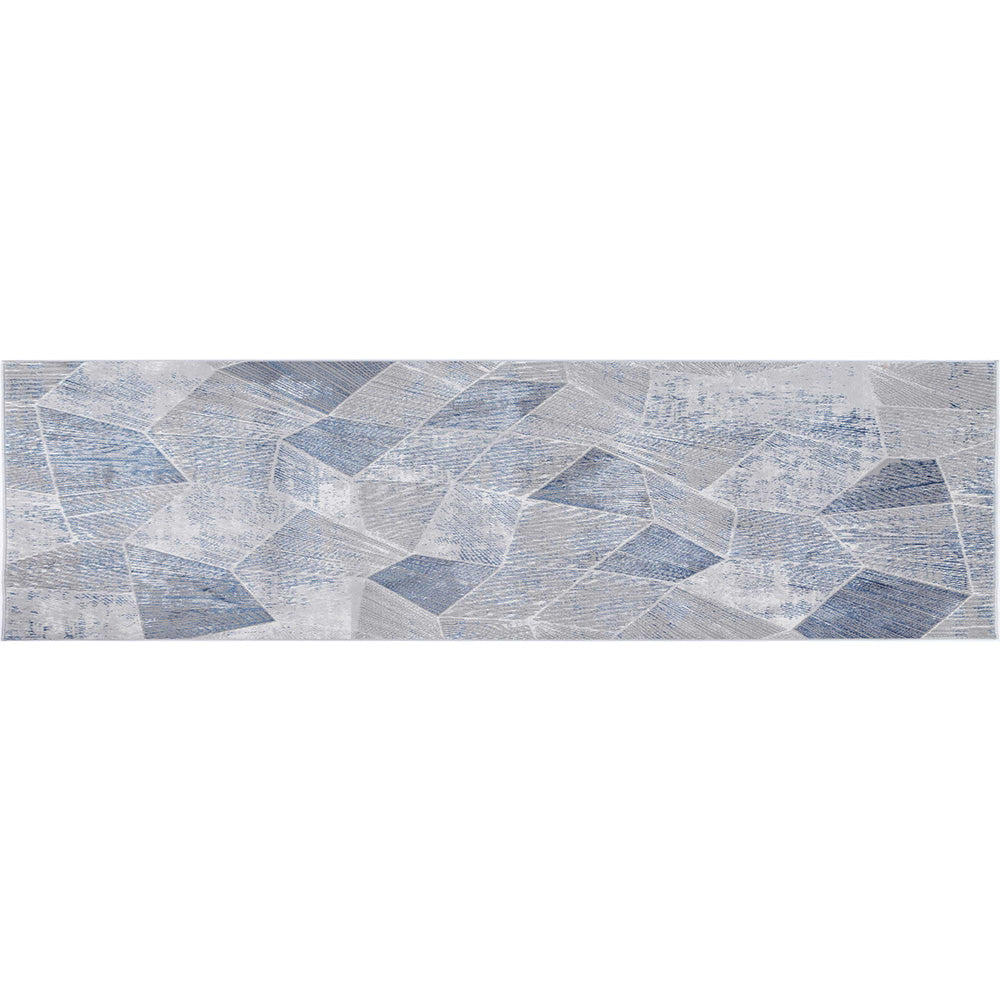 Isaiah Grey Blue Tiled Geometric Rug