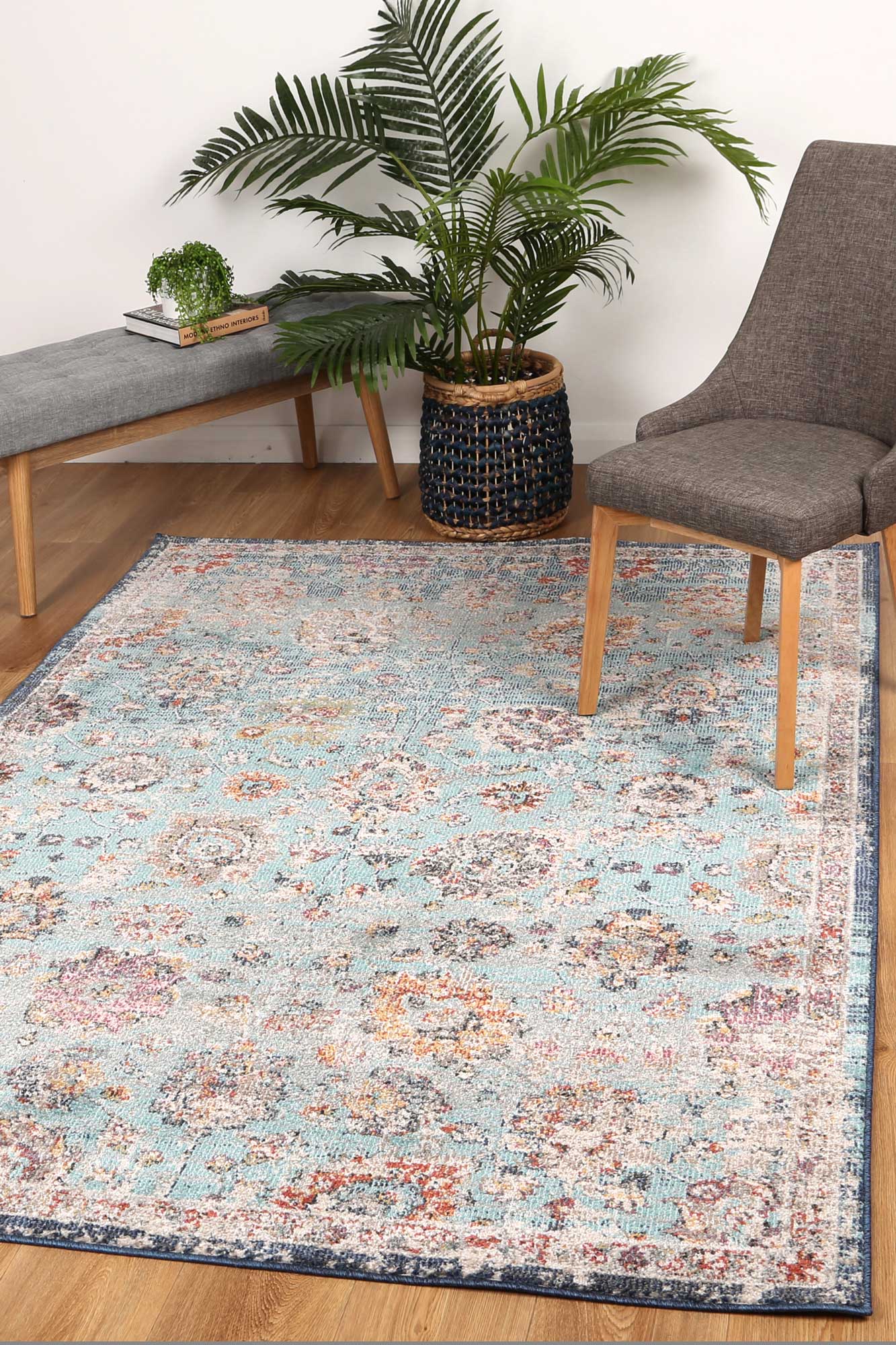 Ezra Multi Blue Traditional Rug - Nova Rugs