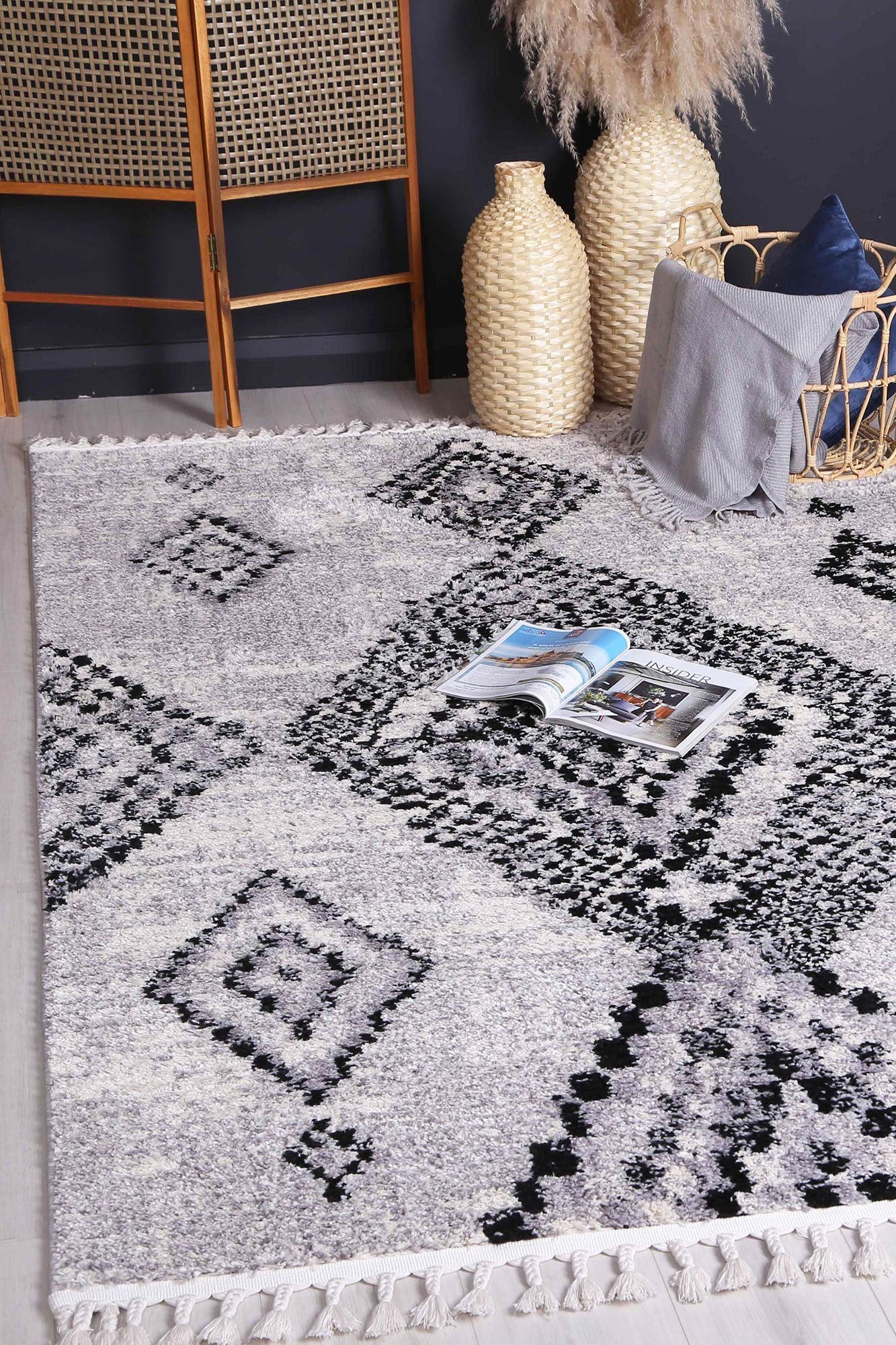 Grey Myk Diamond Rug - Nova Rugs