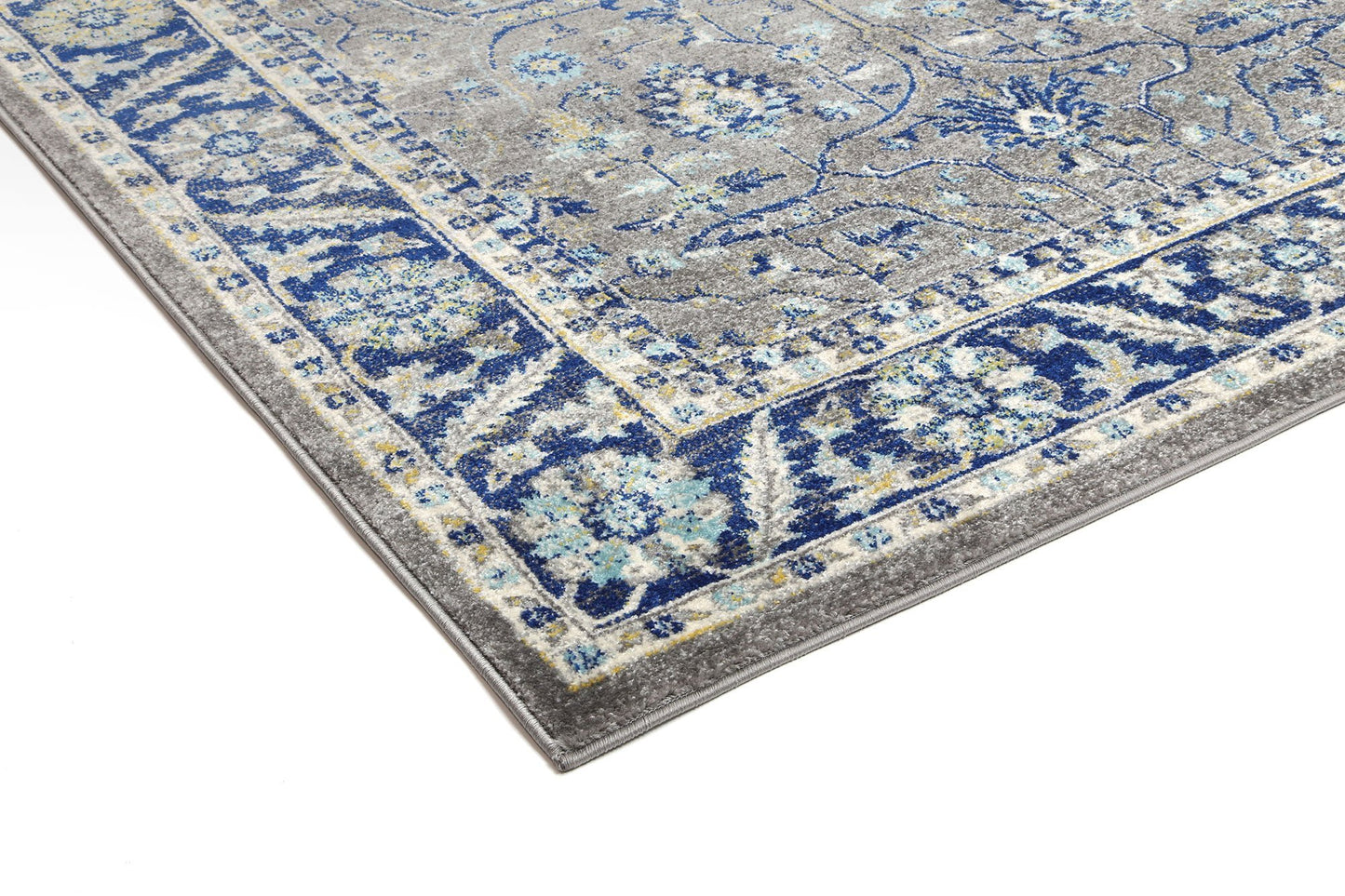 Grey & Navy Blue Delicate Oriental Rug - Nova Rugs