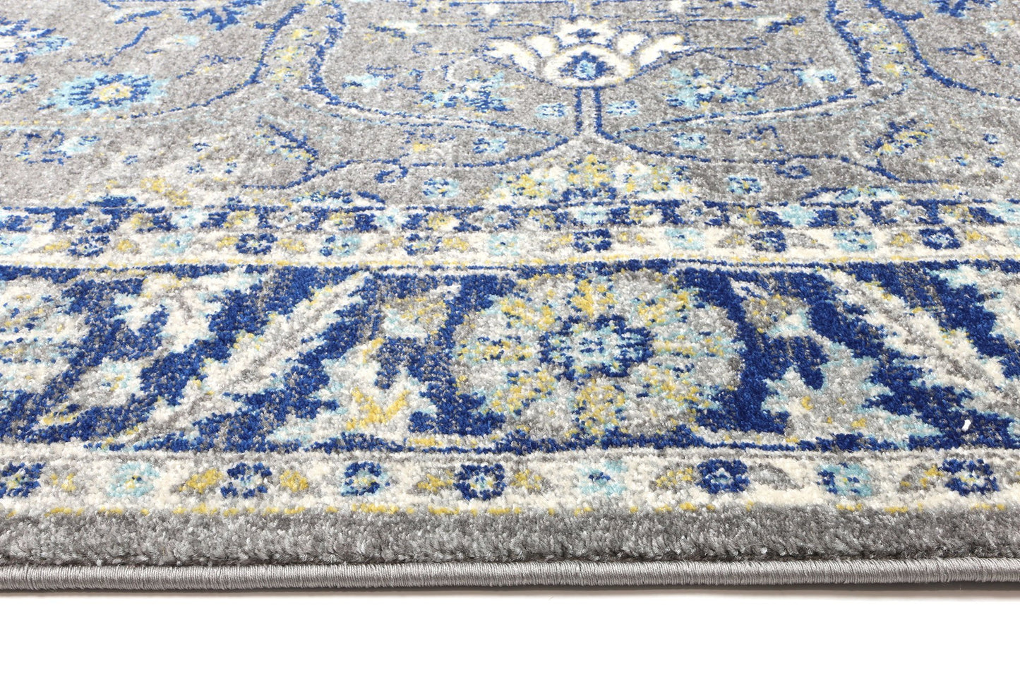 Grey & Navy Blue Delicate Oriental Rug - Nova Rugs