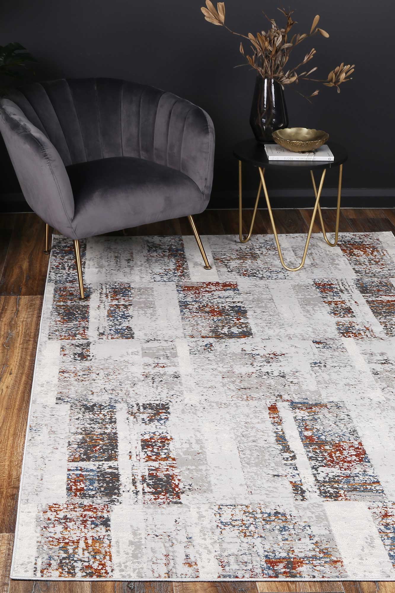 Isaiah Grey Rust Abstract Rug - Nova Rugs