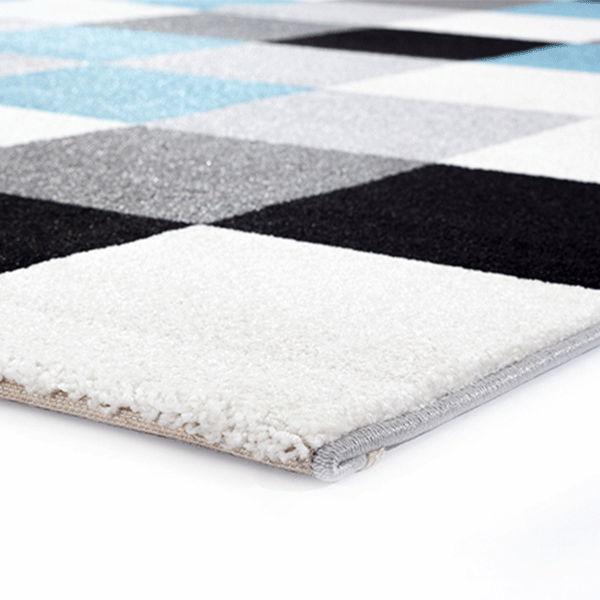 Light Grey & Blue Lorenza Merlin Modern Rug - Nova Rugs