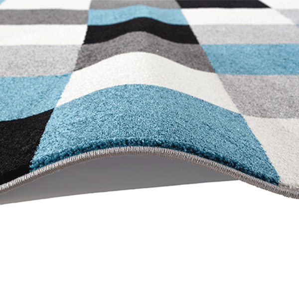 Light Grey & Blue Lorenza Merlin Modern Rug - Nova Rugs