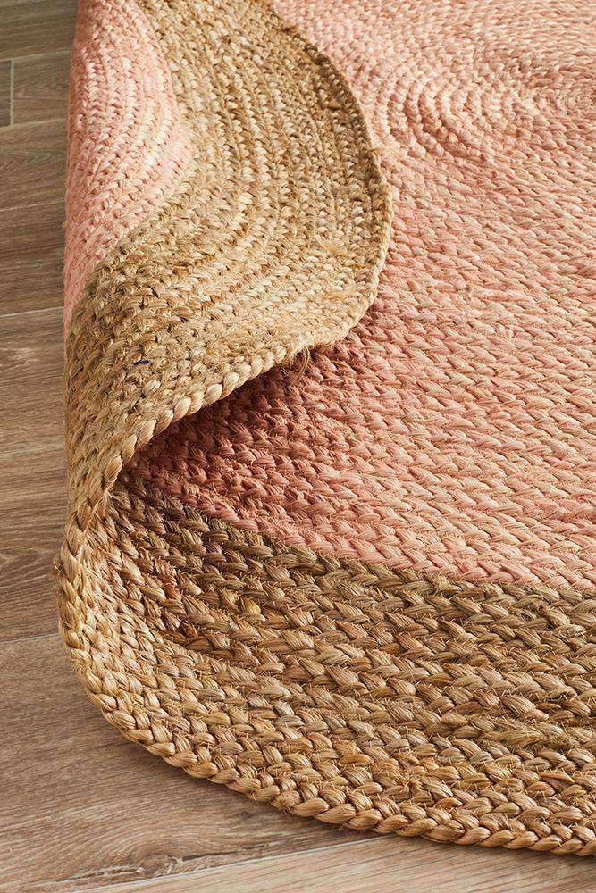 Pink Hampton Braided Round Jute Rug - Nova Rugs