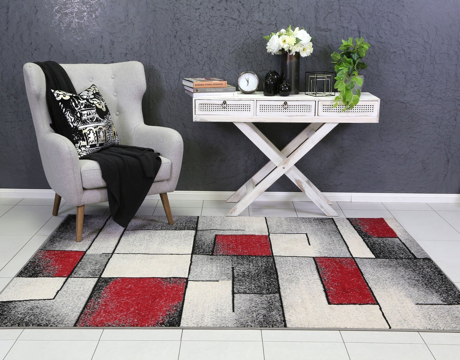 Red & Grey Elise Bricks Rug - Nova Rugs