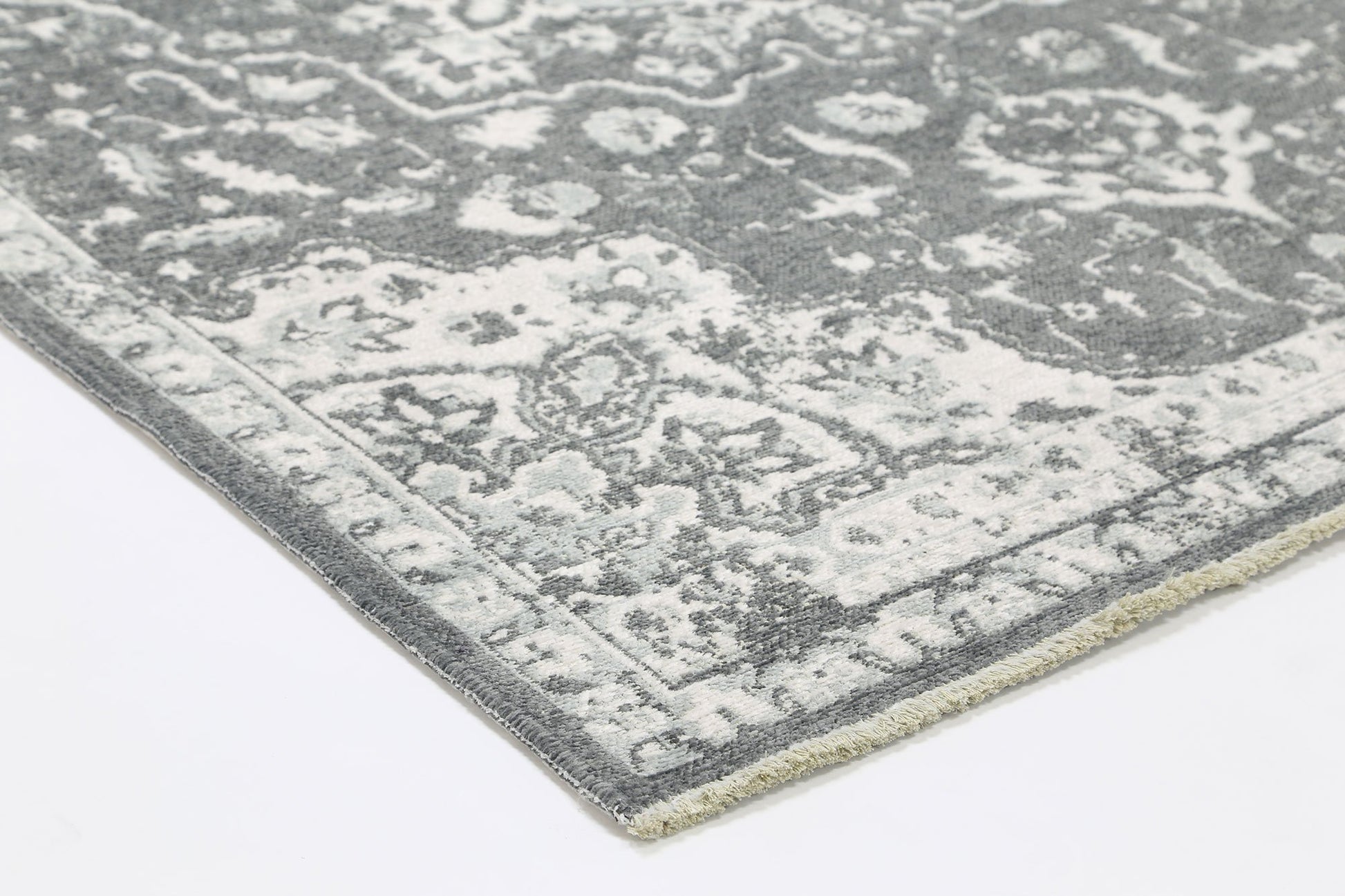 Rusty Vintage Motif Reversible Rug, Grey - Nova Rugs