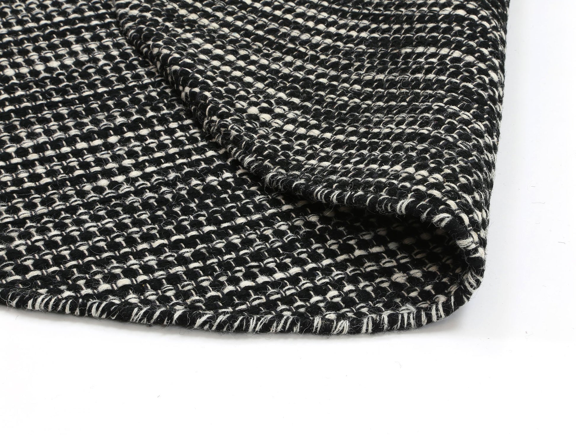 Scandi Black White Reversible Wool Round Rug - Nova Rugs