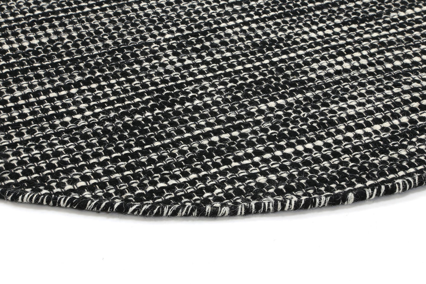 Scandi Black White Reversible Wool Round Rug - Nova Rugs