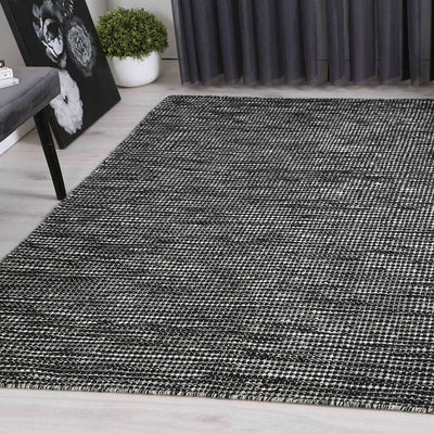 Scandi Black White Reversible Wool Rug - Nova Rugs